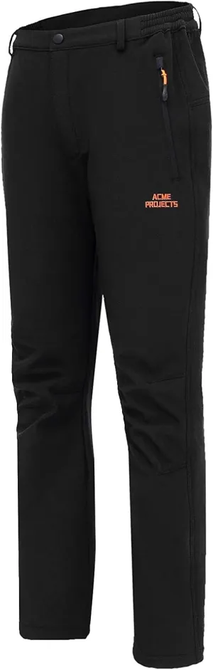 Acme Projects Fleece Lined Softshell Pants for Skiing, Snowboarding, Hiking, 100% Waterproof, Breathable, 8000mm/3000gm