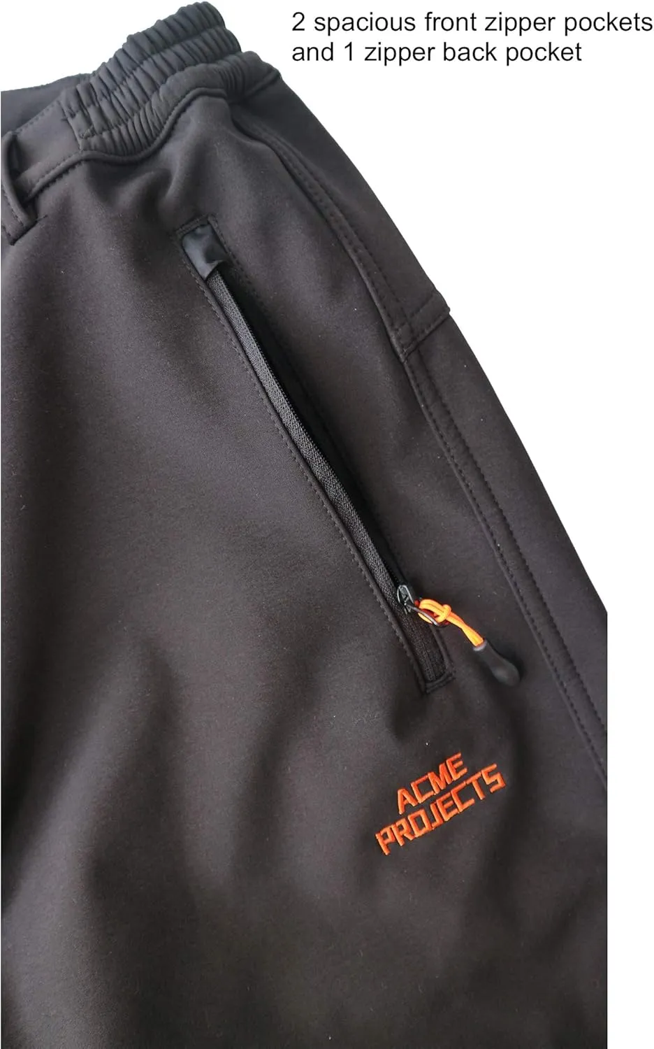 Acme Projects Fleece Lined Softshell Pants for Skiing, Snowboarding, Hiking, 100% Waterproof, Breathable, 8000mm/3000gm