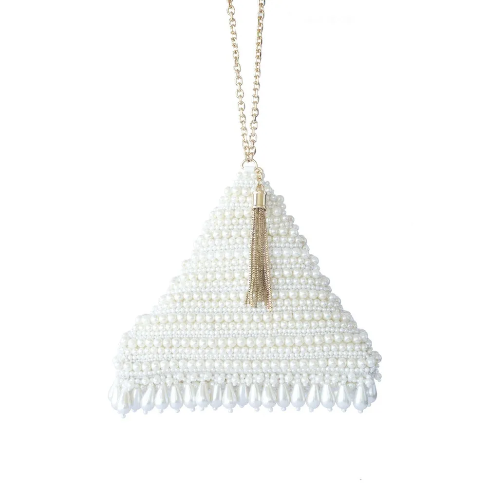 Adora By Ankita Cream Perla Pyramid Bag