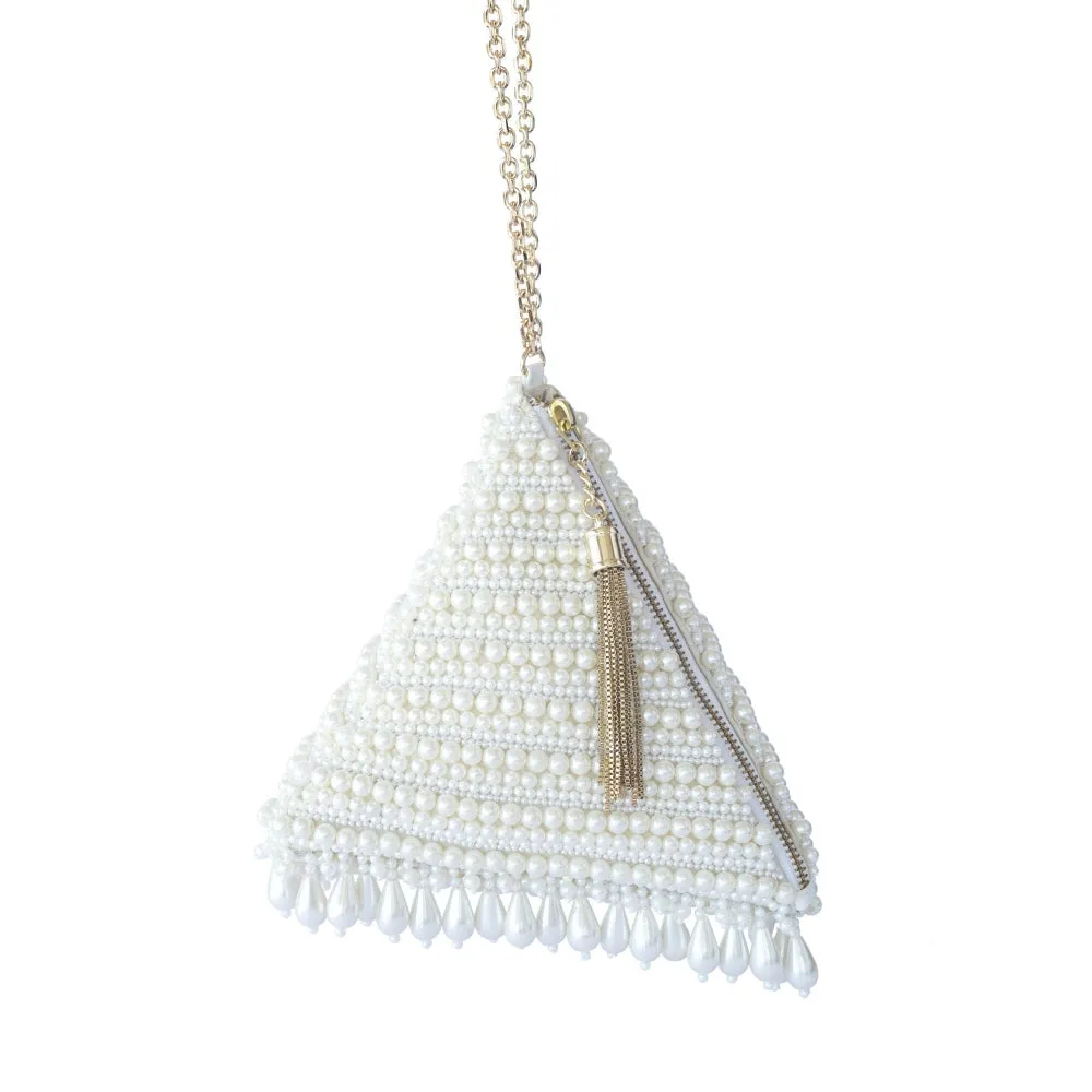 Adora By Ankita Cream Perla Pyramid Bag