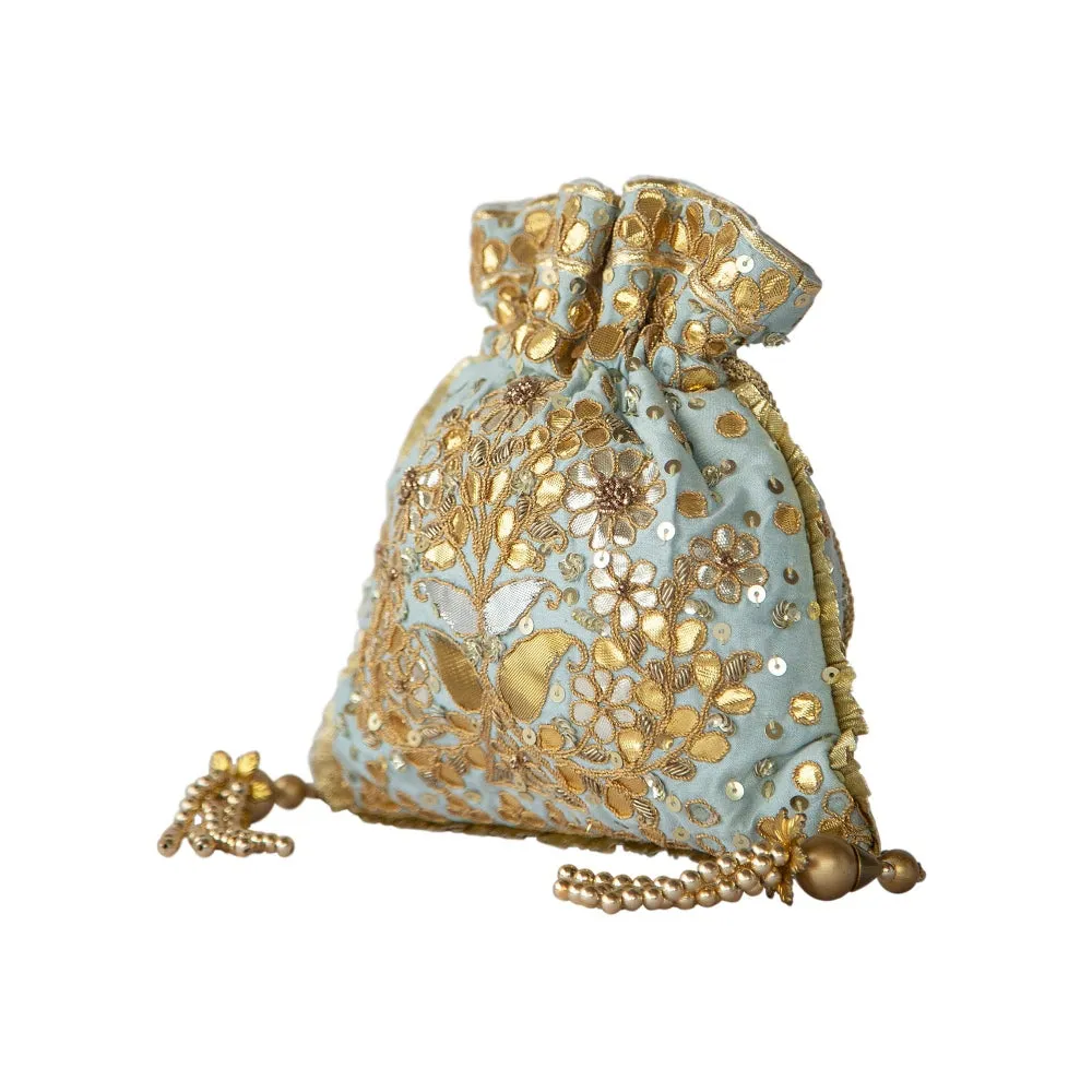 Adora By Ankita Gold Light Gota Patti Frill Bag
