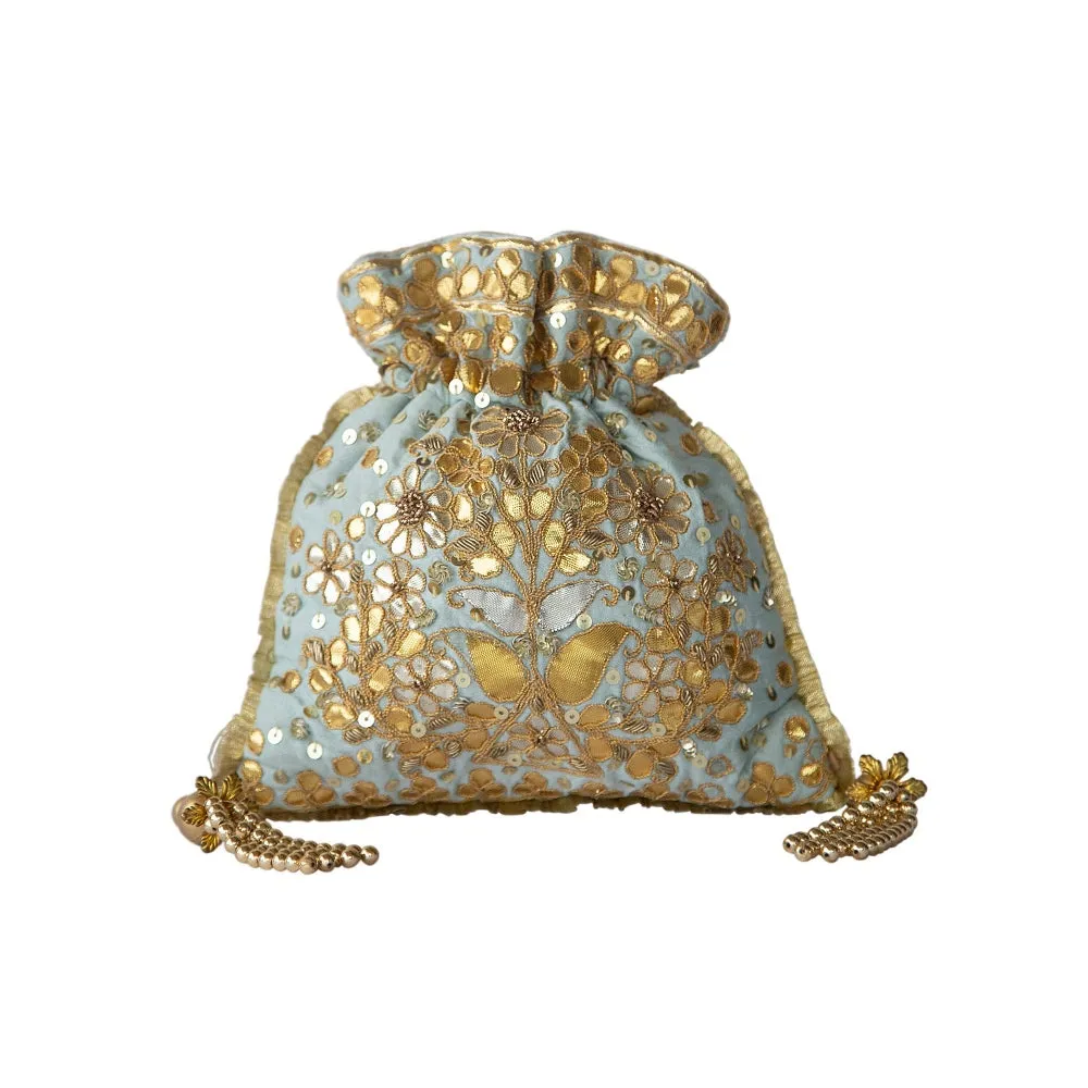 Adora By Ankita Gold Light Gota Patti Frill Bag