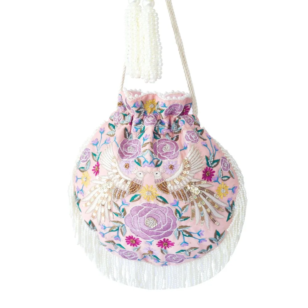 Adora By Ankita Light Pink Phoenix Flapper Bag