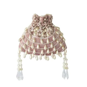Adora By Ankita Light Pink Velvet Tear Drop Bag