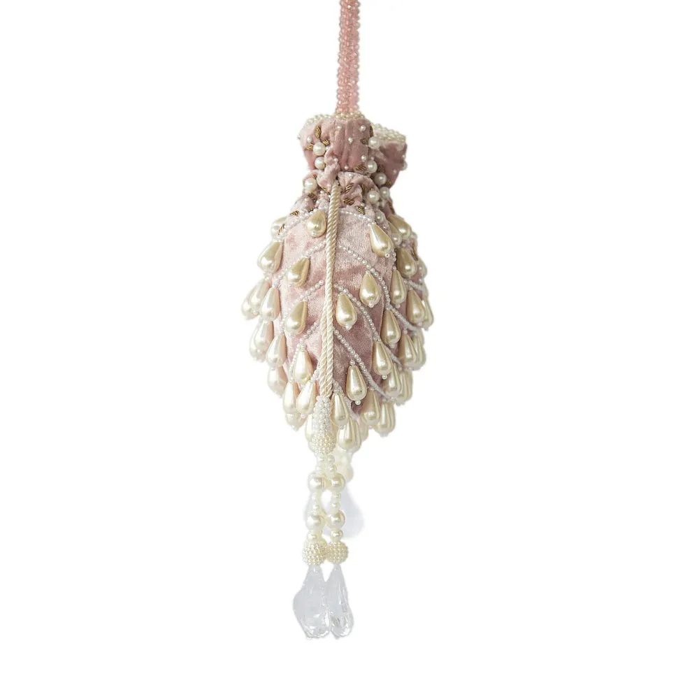 Adora By Ankita Light Pink Velvet Tear Drop Bag