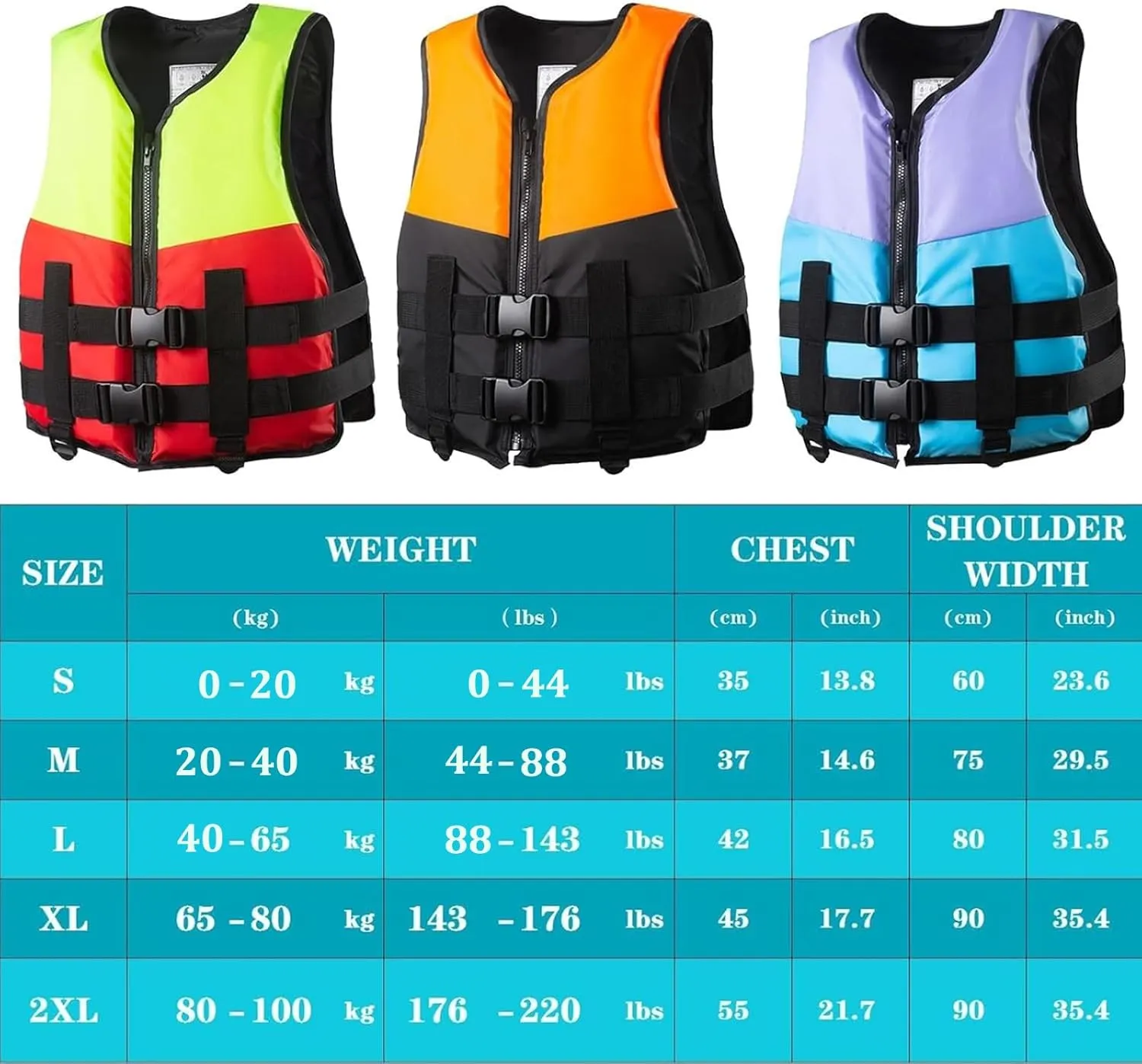 Adult Kayak Swim Vest, Adjustable Safety Jacket with Safety Strap, for Kayaking, Boating, Water Sports
