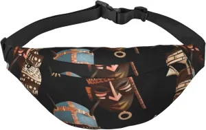 African Ritual Ethnic Tribal Fanny Pack Adjustable Crossbody Bag Large Waist Bag Travel Belt Bag Unisex Bum Bag, Black, One Size, Casual Daypack