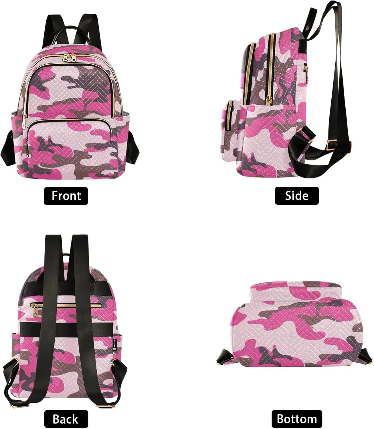 ALAZA Mini Backpack Purse for Women Lightweight Girls Small Size Camo Pink Camouflage School Teens College Traveling