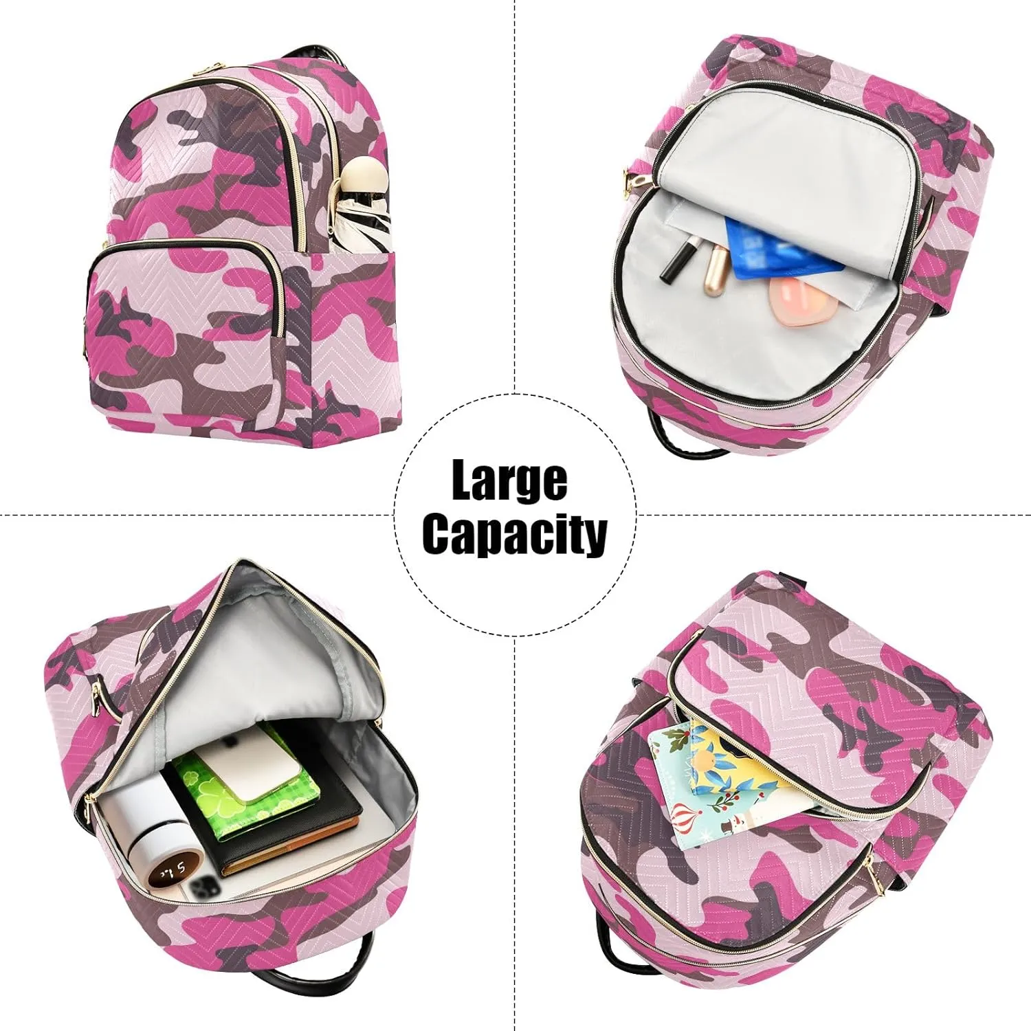 ALAZA Mini Backpack Purse for Women Lightweight Girls Small Size Camo Pink Camouflage School Teens College Traveling