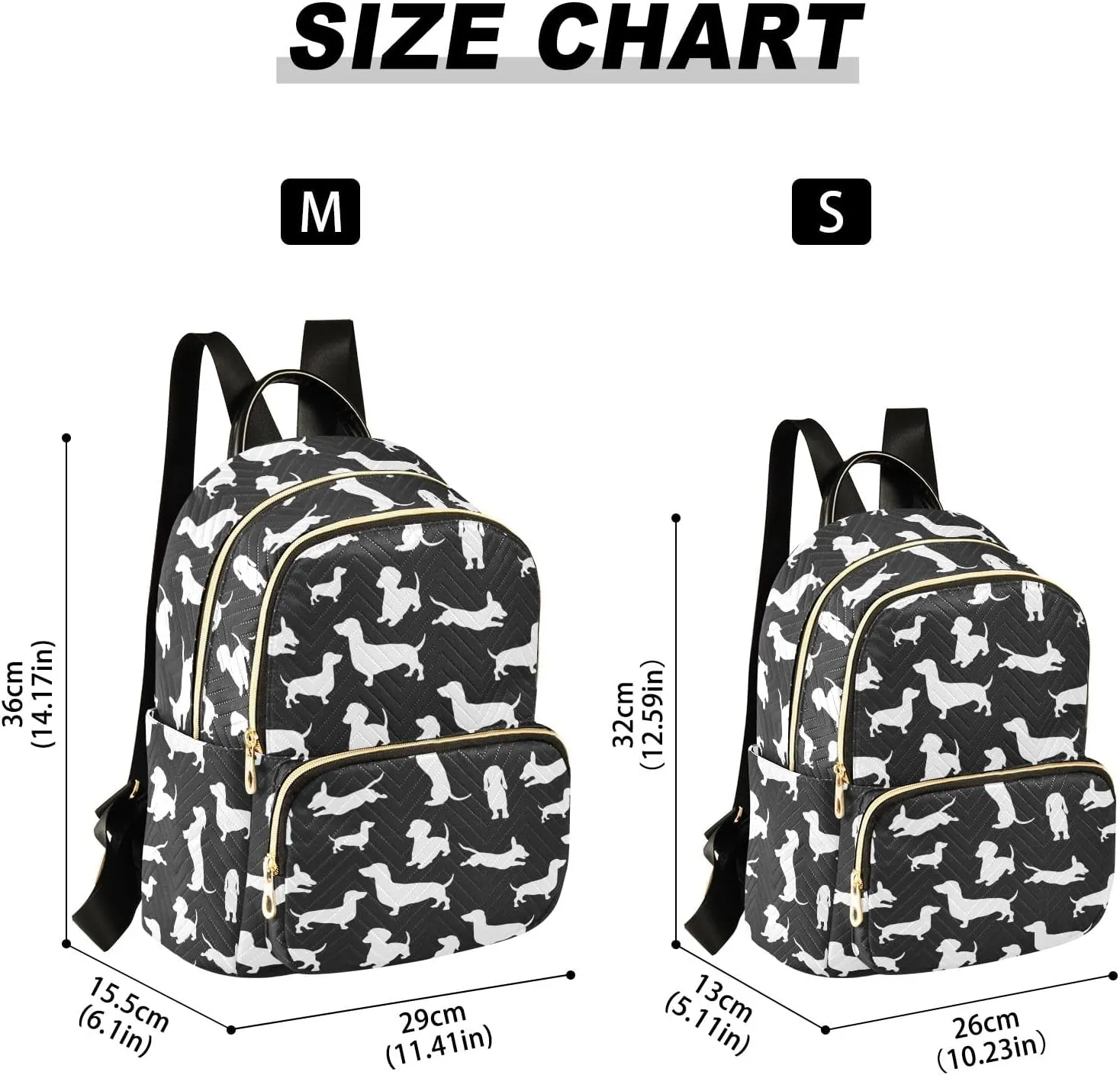ALAZA Mini Backpack Purse for Women Lightweight Girls Small Size Dachshund Dog Cartoon Black School Teens College Traveling