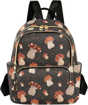 ALAZA Mini Backpack Purse for Women Lightweight Girls Small Size Mushroom Vintage School Teens College Traveling