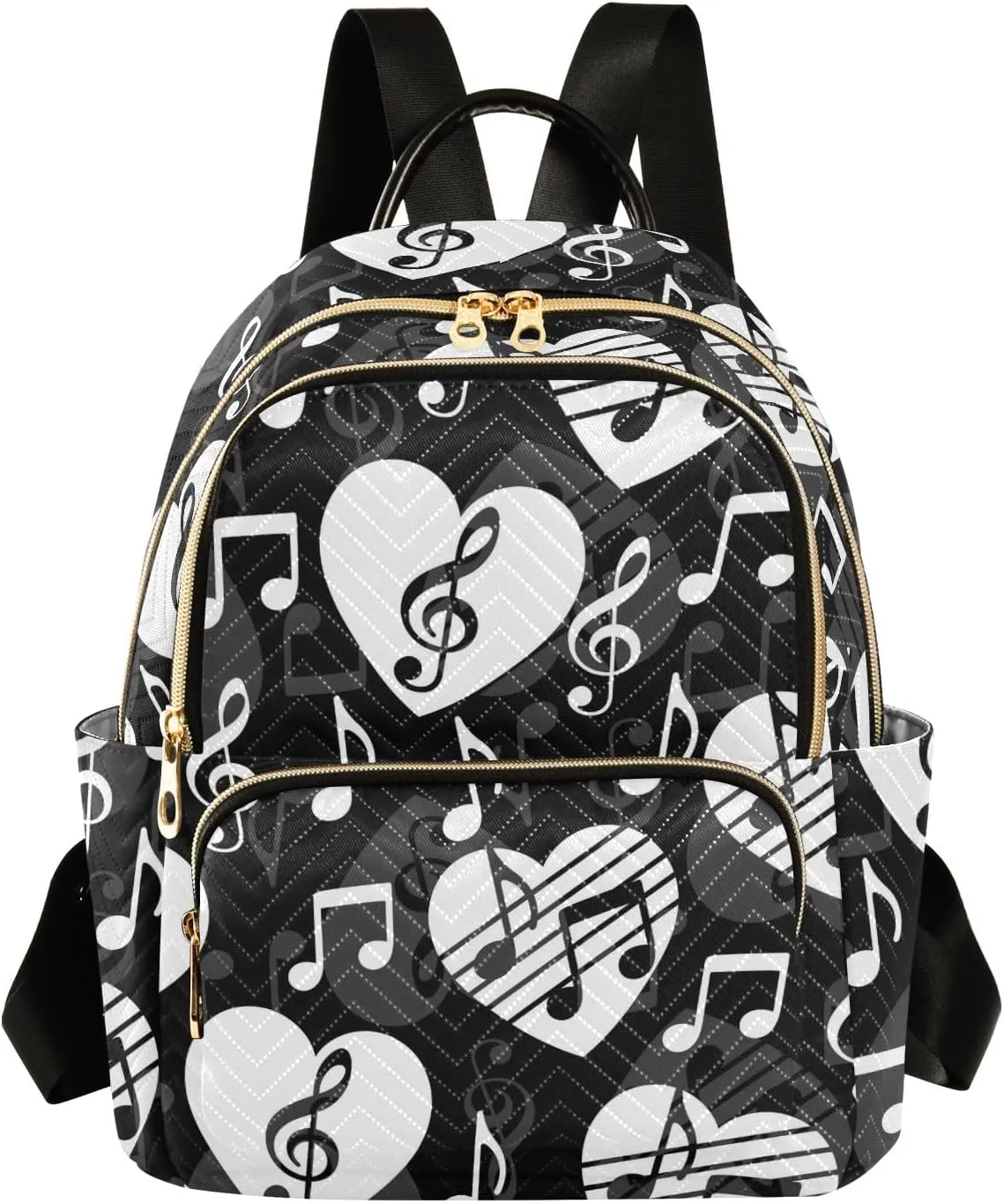 ALAZA Mini Backpack Purse for Women Lightweight Girls Small Size Music Note Musical Sheet Heart School Teens College Traveling