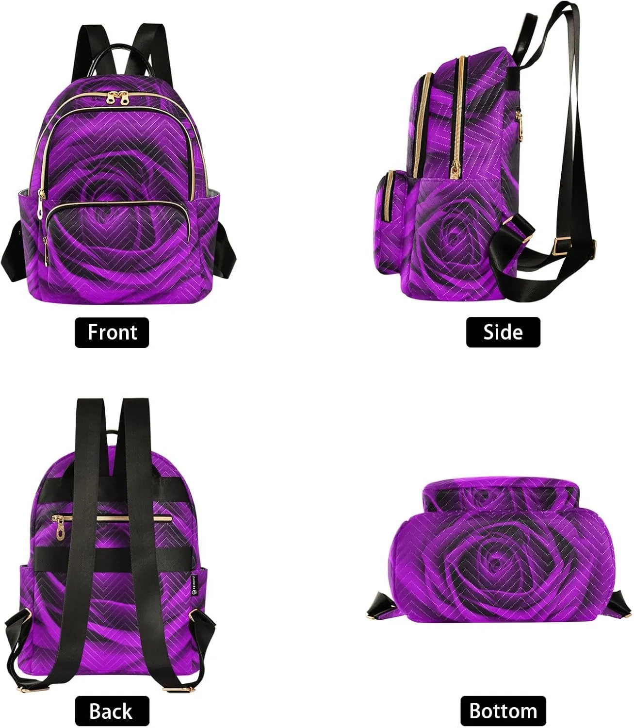 ALAZA Mini Backpack Purse for Women Lightweight Girls Small Size Mysterious Purple Rose School Teens College Traveling