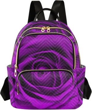 ALAZA Mini Backpack Purse for Women Lightweight Girls Small Size Mysterious Purple Rose School Teens College Traveling