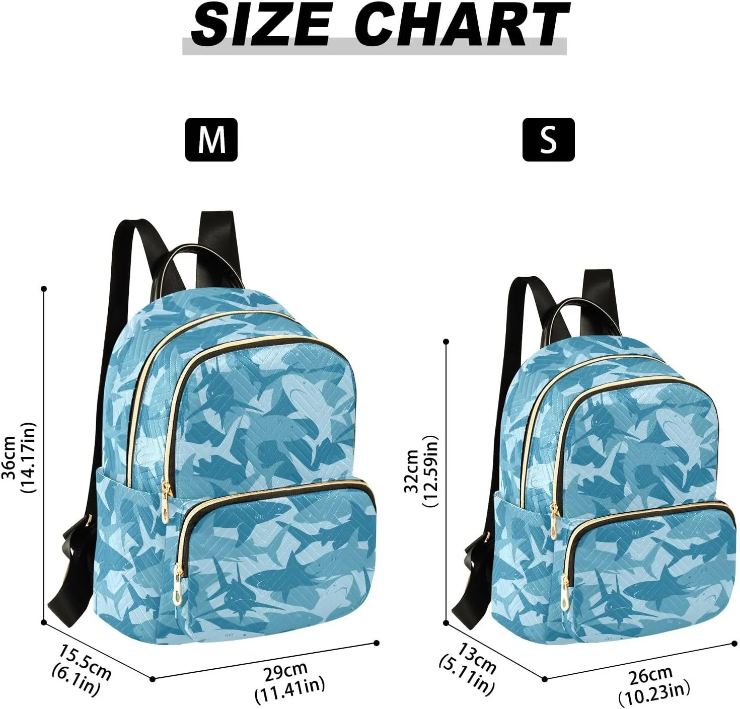 ALAZA Mini Backpack Purse for Women Lightweight Girls Small Size Shark Blue School Teens College Traveling