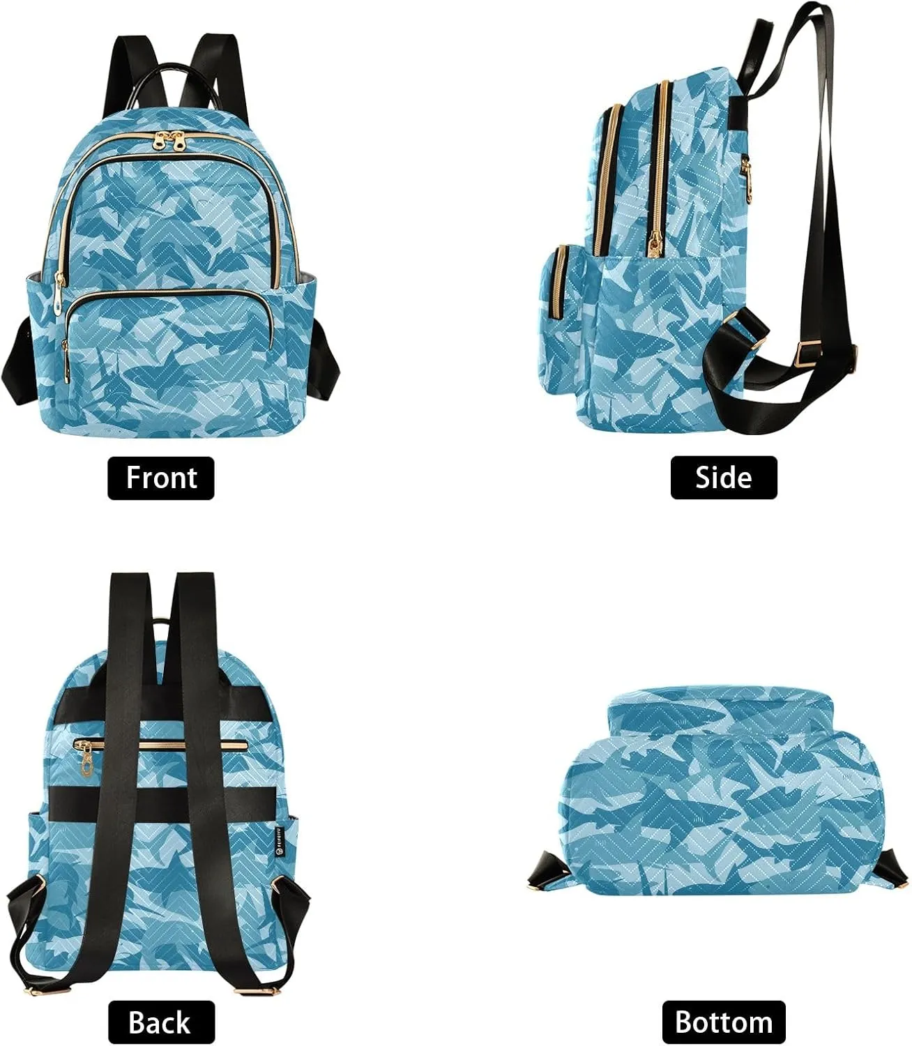ALAZA Mini Backpack Purse for Women Lightweight Girls Small Size Shark Blue School Teens College Traveling