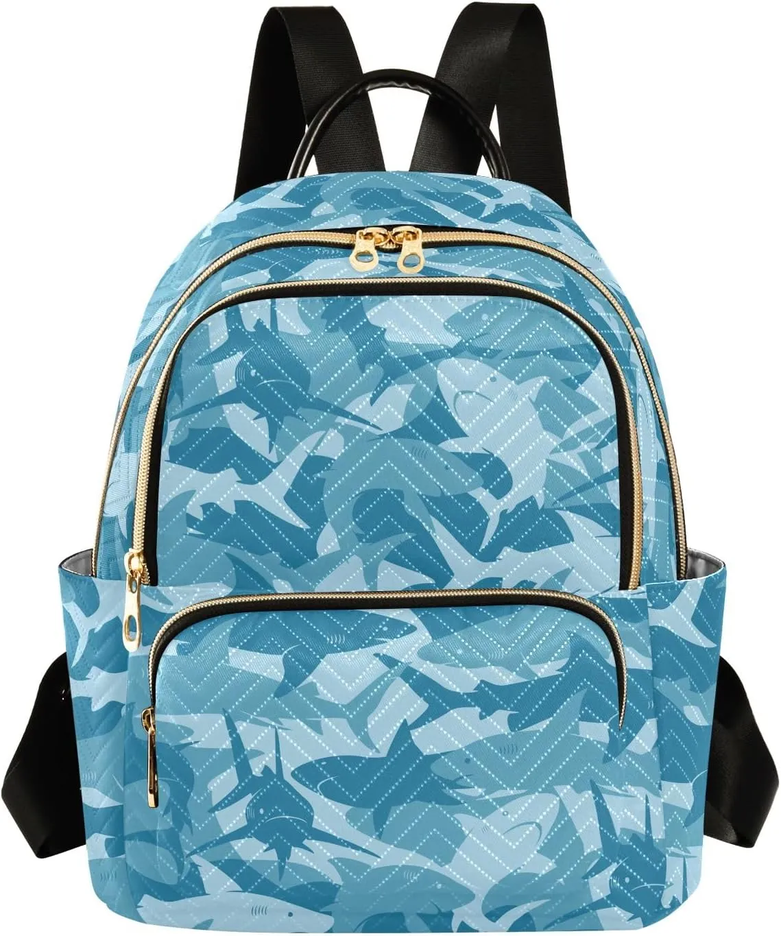 ALAZA Mini Backpack Purse for Women Lightweight Girls Small Size Shark Blue School Teens College Traveling