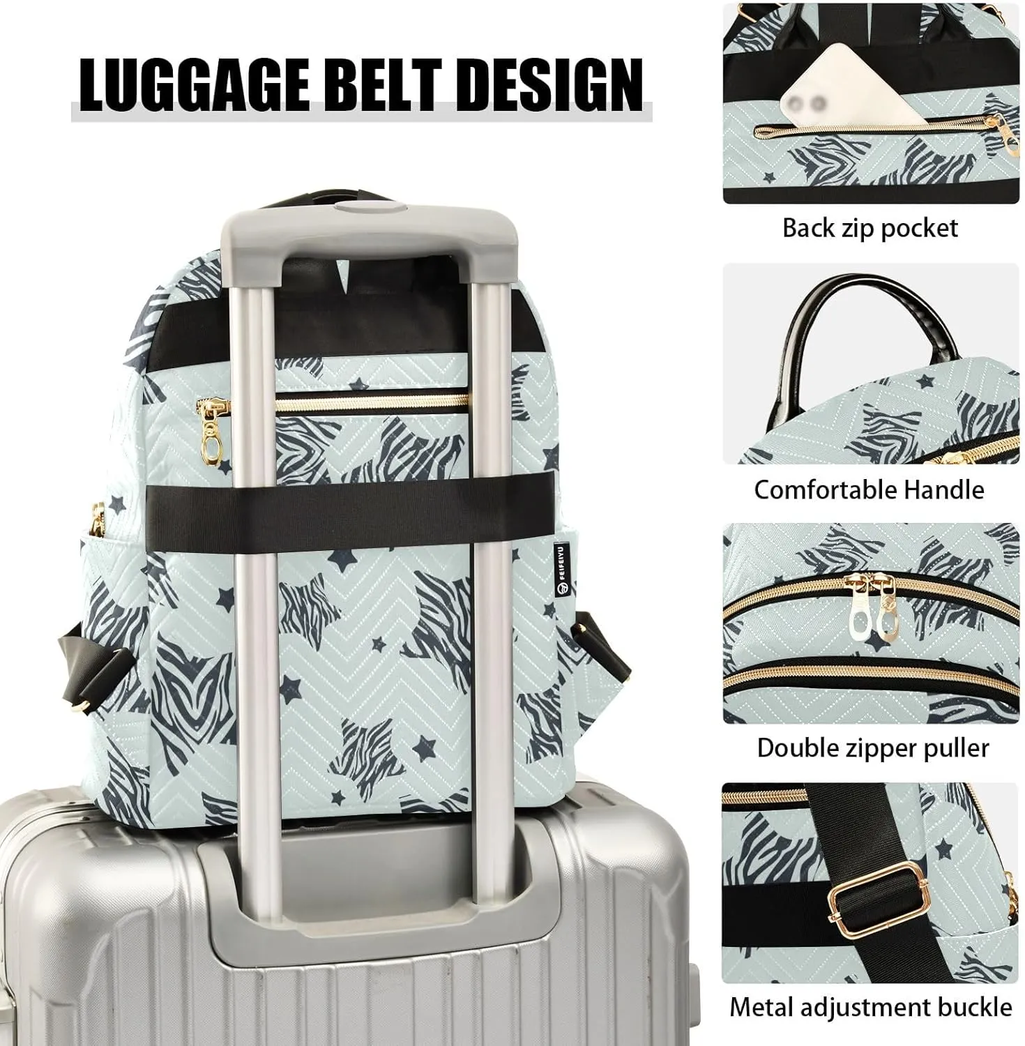 ALAZA Mini Backpack Purse for Women Lightweight Girls Small Size Zebra Stripe Star School Teens College Traveling