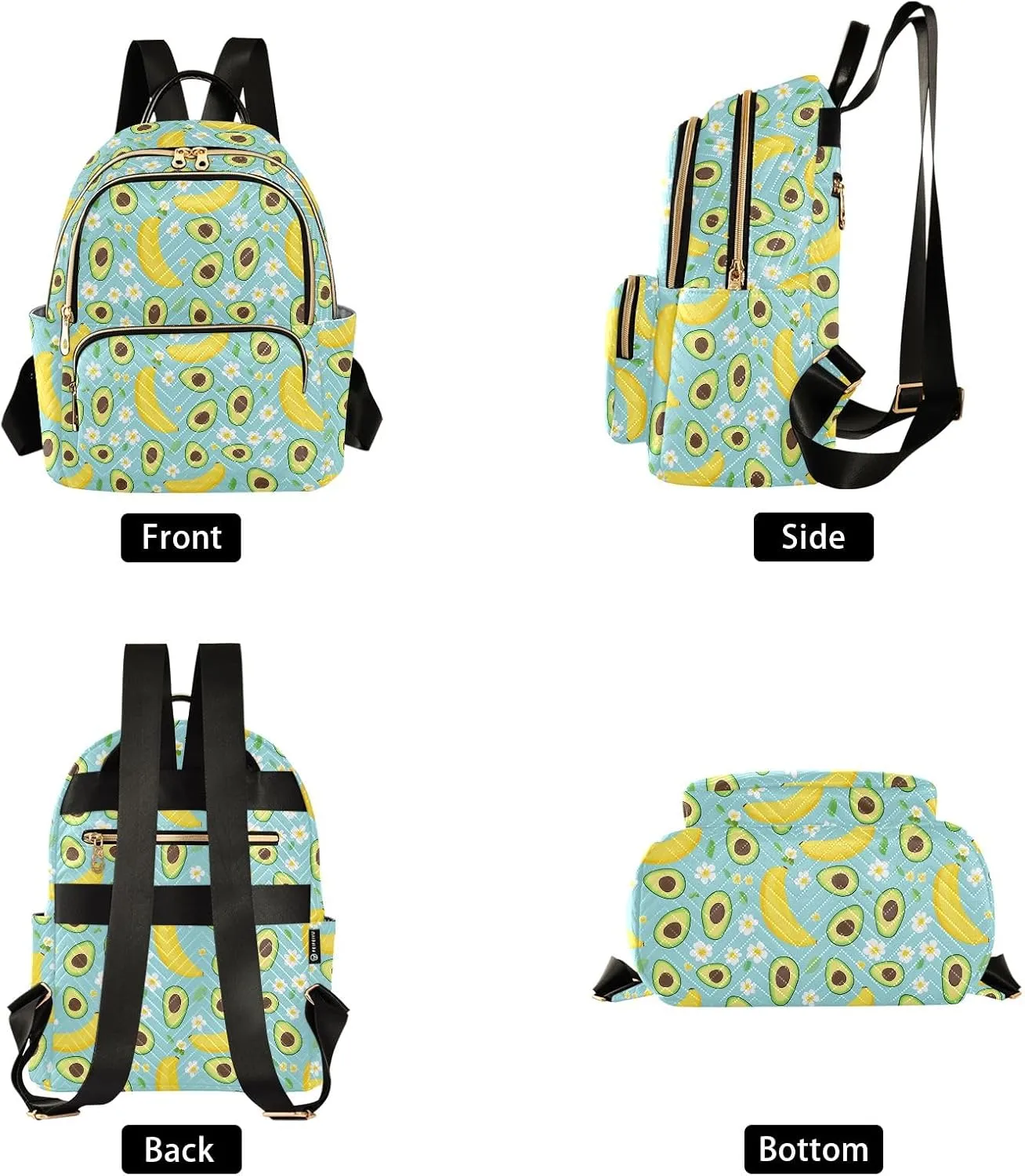 ALAZA Travel Backpack Purse for Women Fashion Anti-theft Work Casual Avocado Banana Flower Daypack Shoulder Bag Medium Size