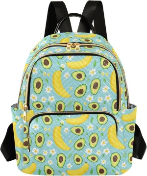ALAZA Travel Backpack Purse for Women Fashion Anti-theft Work Casual Avocado Banana Flower Daypack Shoulder Bag Medium Size