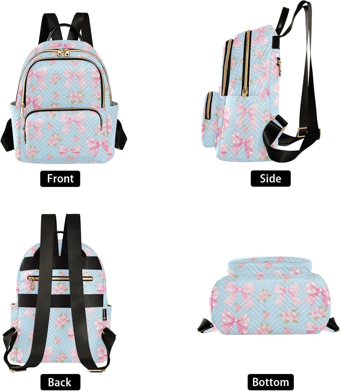 ALAZA Travel Backpack Purse for Women Fashion Anti-theft Work Casual Bow Tie Blue Daypack Shoulder Bag Medium Size