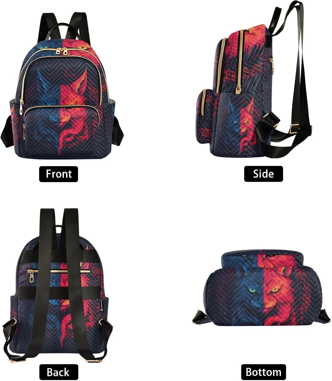 ALAZA Travel Backpack Purse for Women Fashion Anti-theft Work Casual Cat Hostility Daypack Shoulder Bag Medium Size