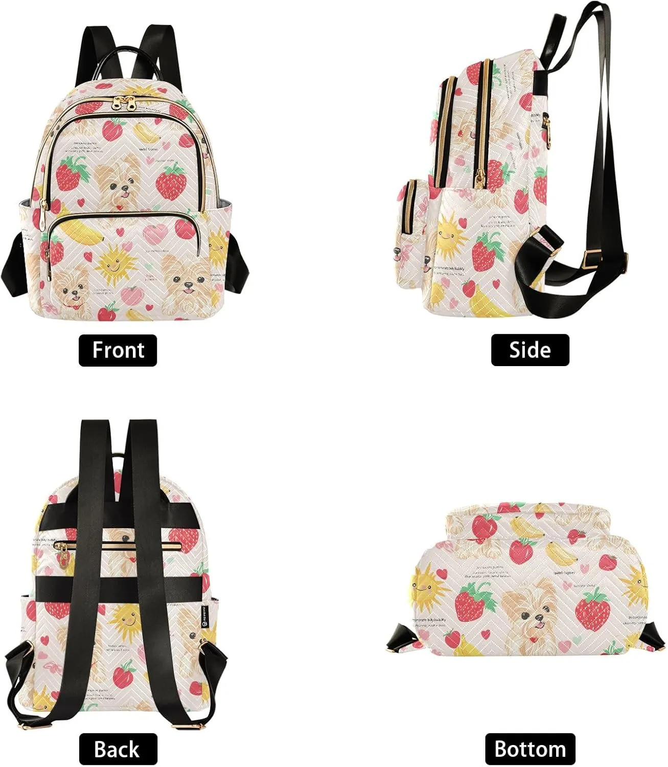ALAZA Travel Backpack Purse for Women Fashion Anti-theft Work Casual Dog Banana Fruit Daypack Shoulder Bag Medium Size