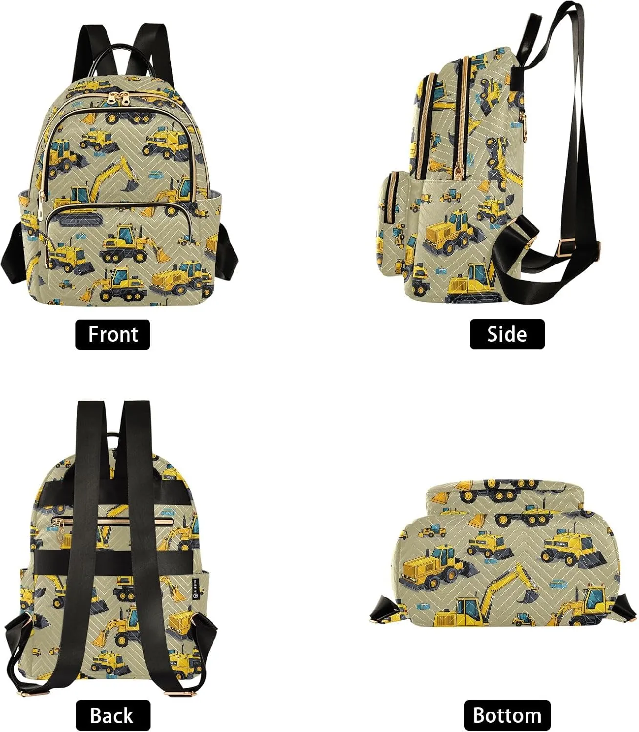 ALAZA Travel Backpack Purse for Women Fashion Anti-theft Work Casual Engineering Vehicle Excavator Daypack Shoulder Bag Medium Size
