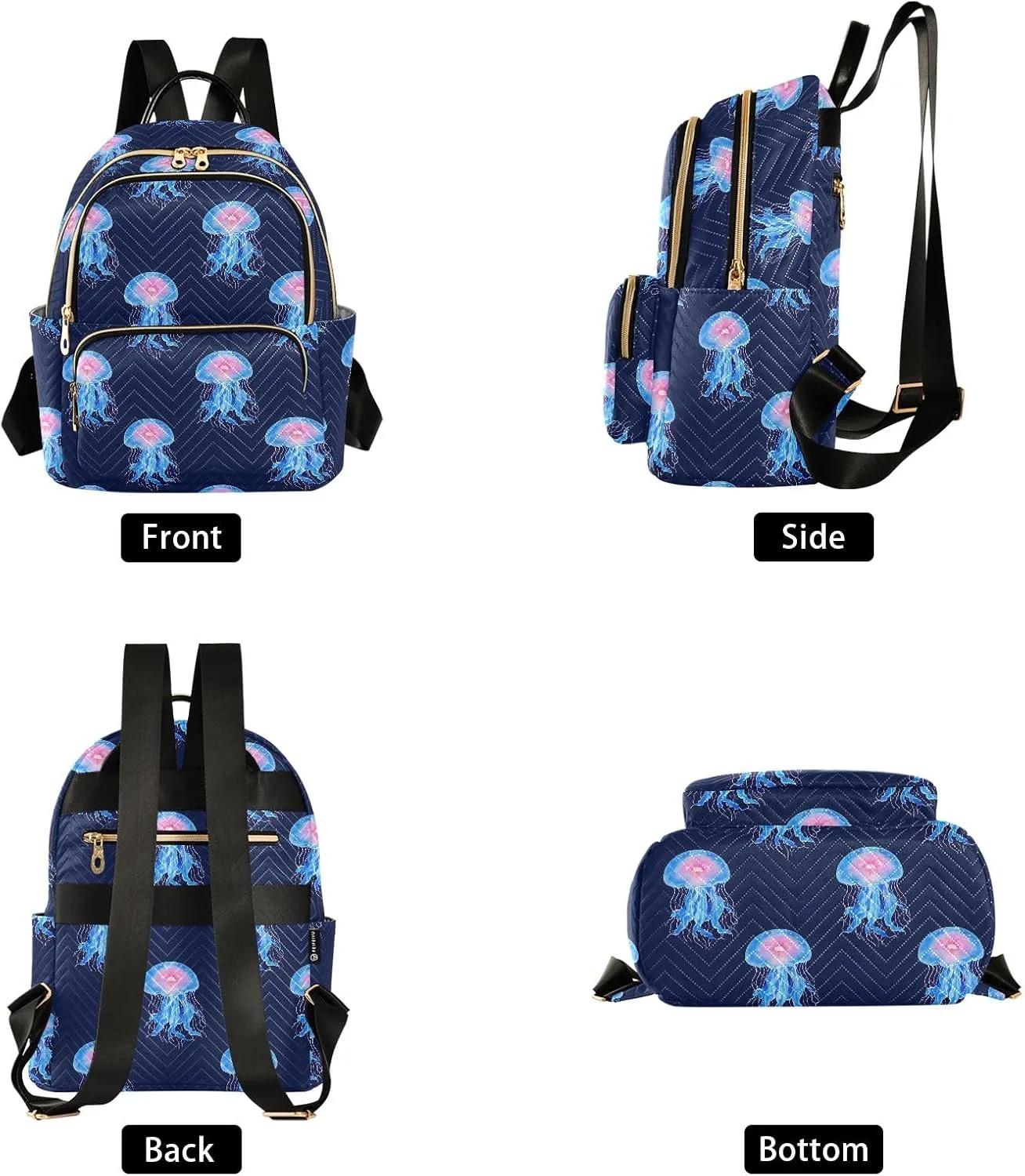 ALAZA Travel Backpack Purse for Women Fashion Anti-theft Work Casual Jellyfish Darkblue Daypack Shoulder Bag Medium Size