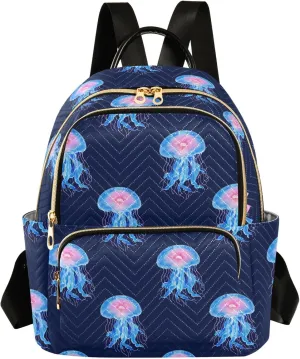 ALAZA Travel Backpack Purse for Women Fashion Anti-theft Work Casual Jellyfish Darkblue Daypack Shoulder Bag Medium Size