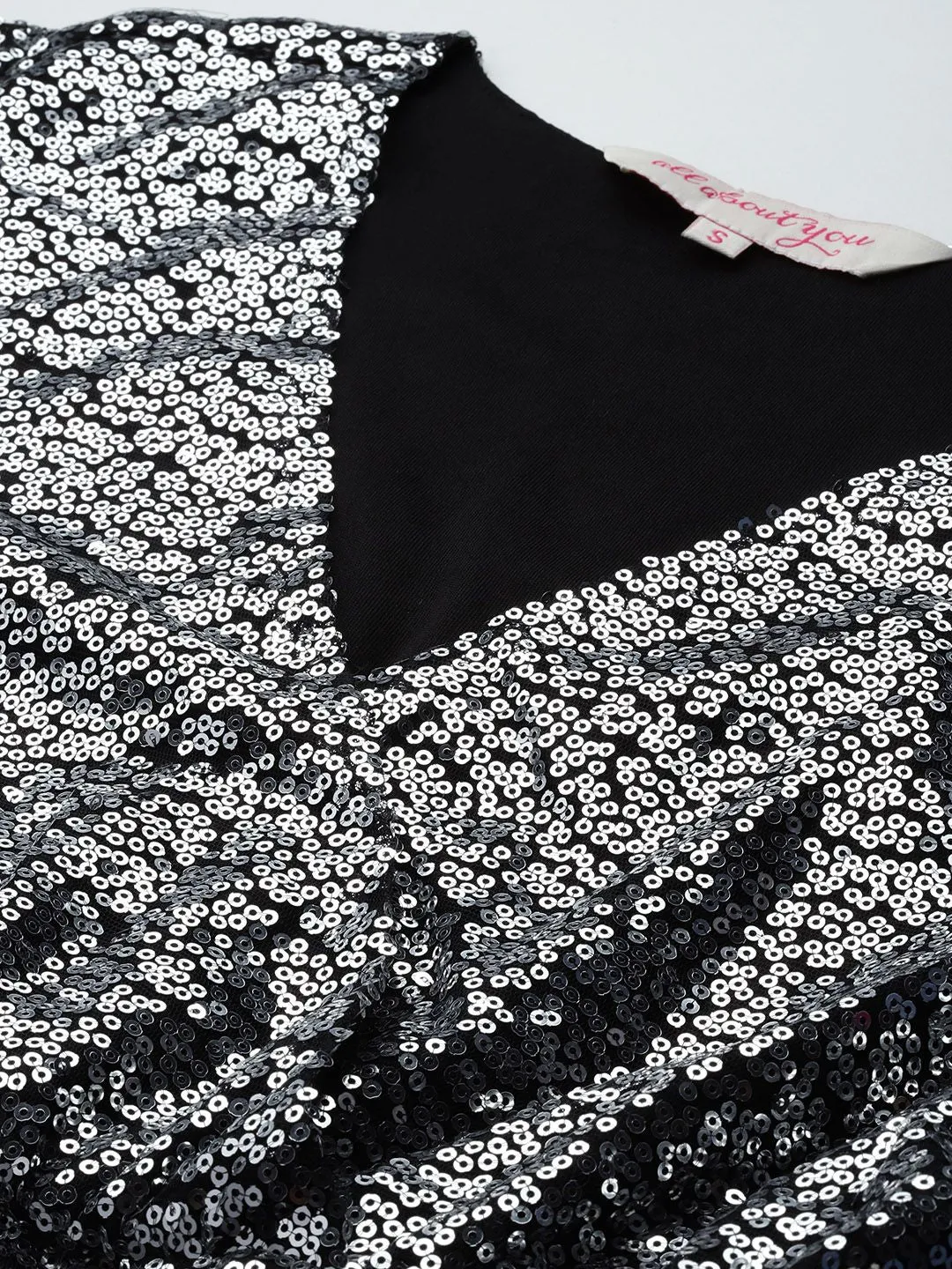 all about you Sequin Embellished Wrap Style Empire Dress