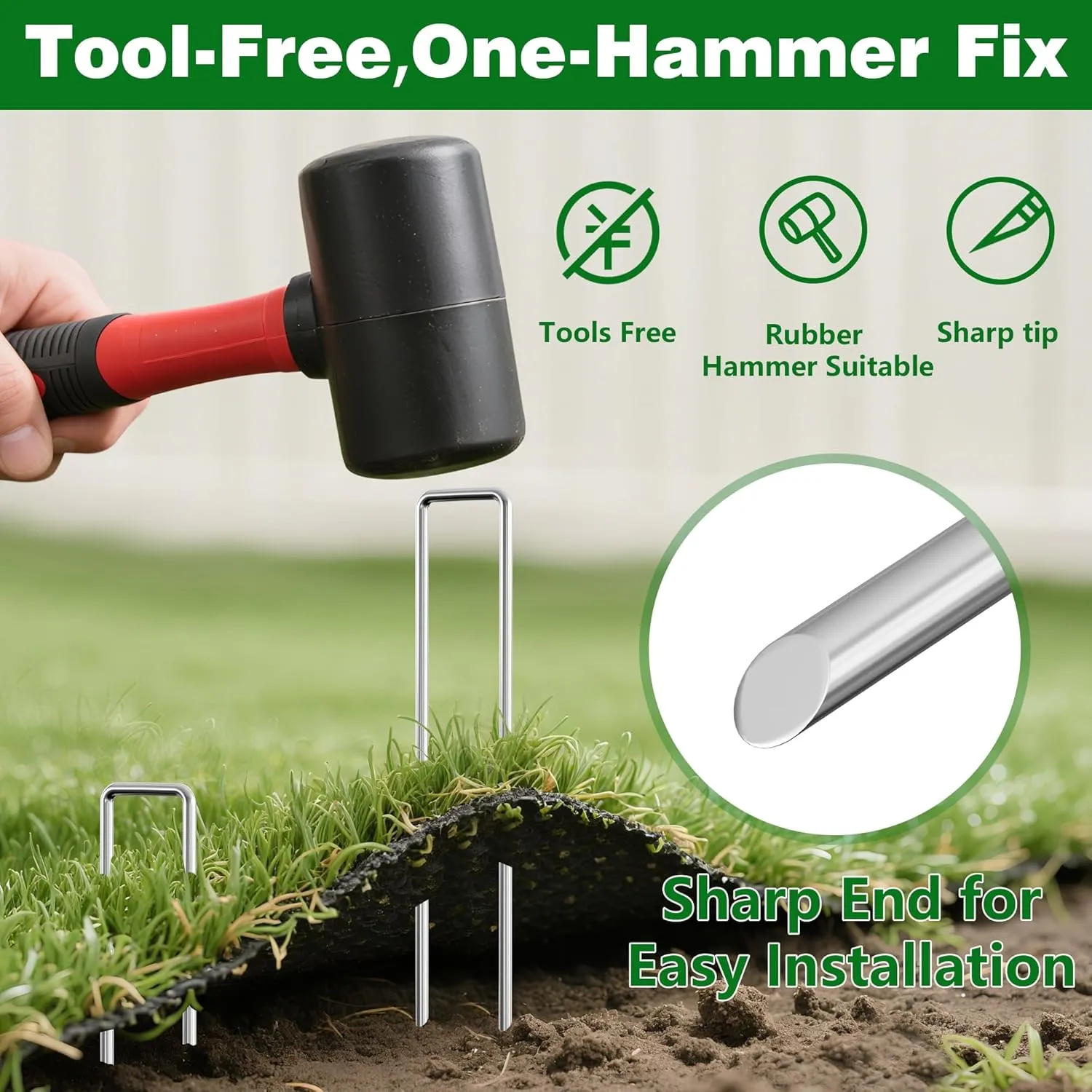 AMAGABELI GARDEN & HOME 200 Pack Galvanized Landscape Staples 6 Inch 11 Gauge Garden Staples Garden Stakes Plant Cover Stakes U-Shaped Landscape Stakes Landscape Pins for Weed Barrier Fabric