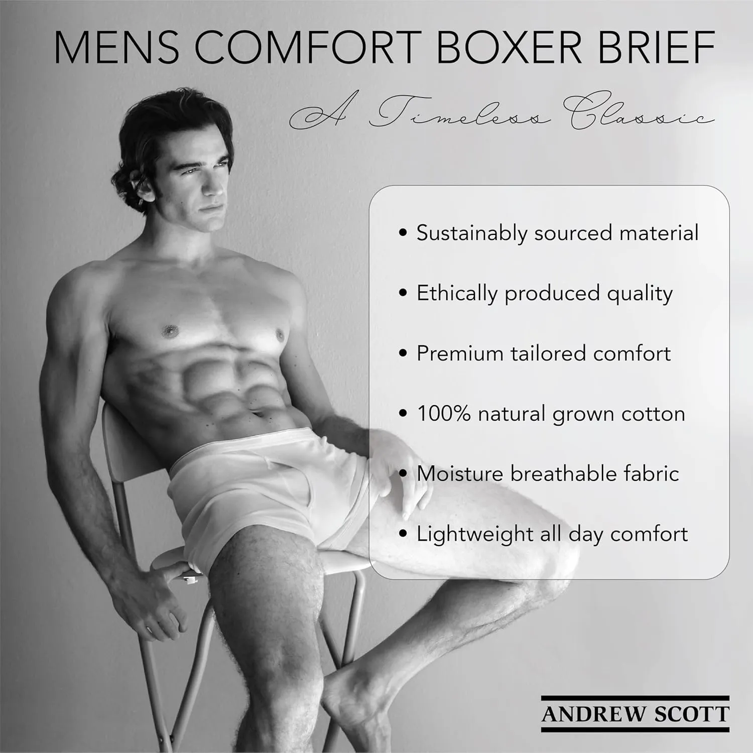 Andrew Scott Big & Tall Men's Cotton Boxer Briefs | Multi Packs Colors Underwear Sizes S to 8XL