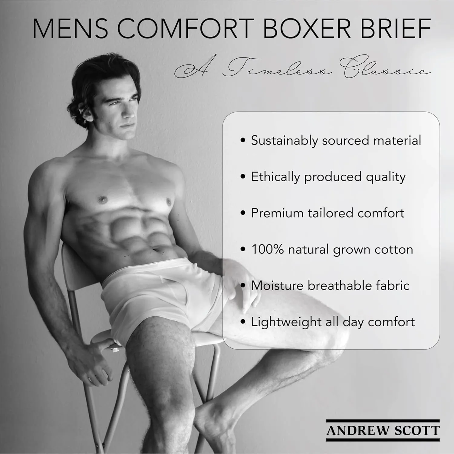 Andrew Scott Big & Tall Men's Cotton Boxer Briefs | Multi Packs Colors Underwear Sizes S to 8XL