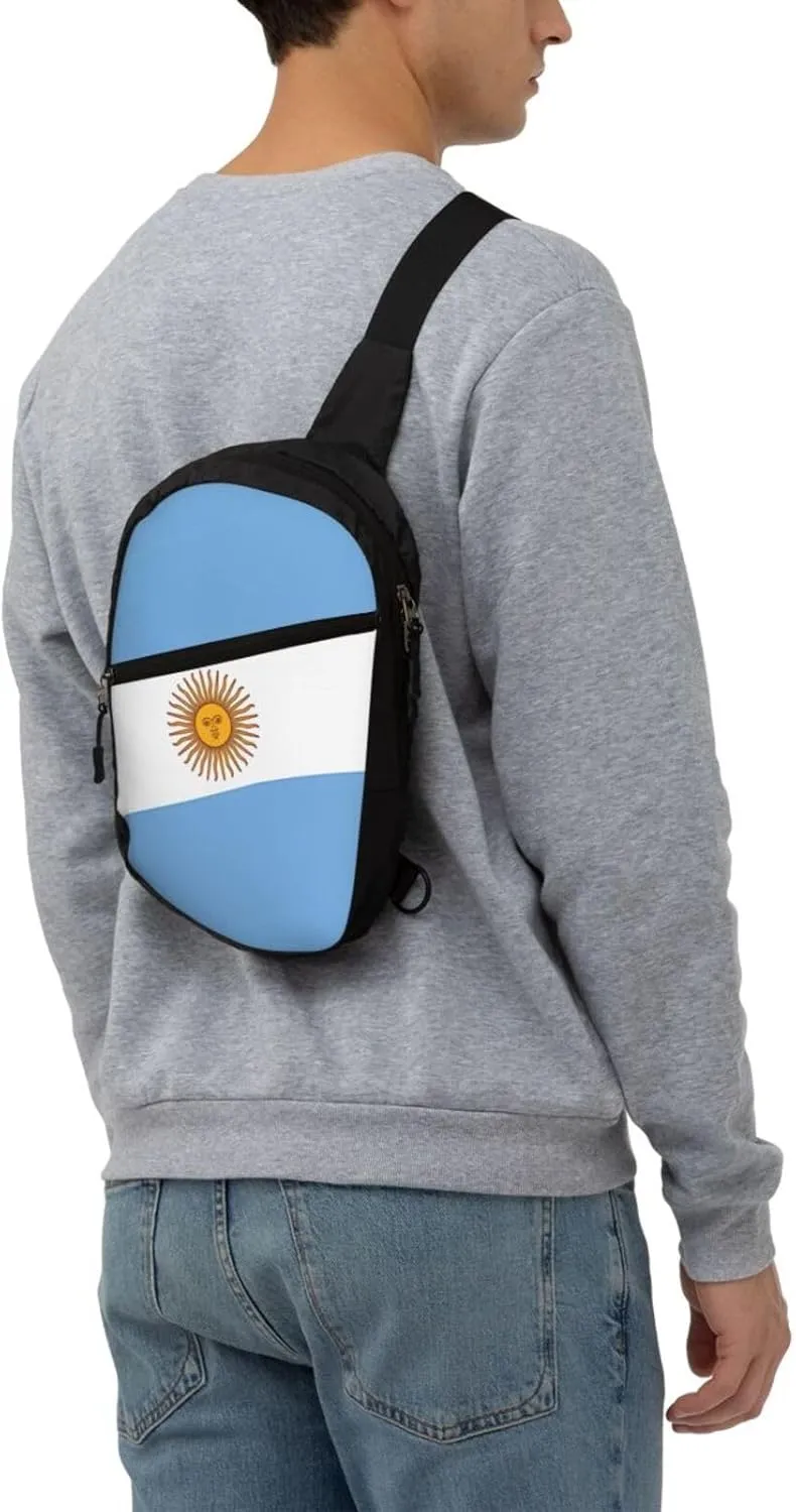 Argentina Flag Portable Crossbody Bag Foldable Sling Bags Sports Gym Chest Daypack Reusable Shoulder Backpack Casual Diagonally Rucksack Fanny Packs