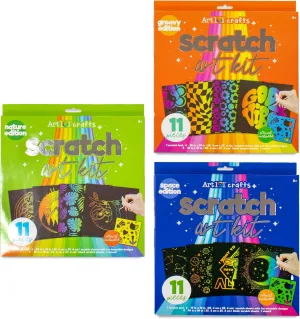 Art 101 USA Crafts 3 Pack Scratch Art Kit with 33 Pieces, Multi