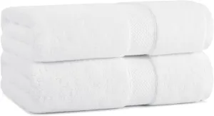 Aston & Arden Egyptian Bath Towels - Pack of 2 - Oversized Ultra Soft Thick & Absorbent, 100% Ringspun Egyptian Cotton Bathroom Towel for Spa, Hotel, 600 GSM, 30 x 54 in, White