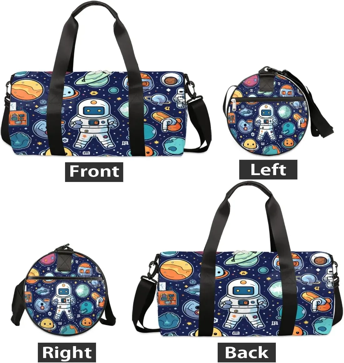 Astronaut Cartoon Travel Duffle Bag Gym Bag for Women Men Lightweight Carry on Duffel Bag for Sports Gyms Weekend Getaway