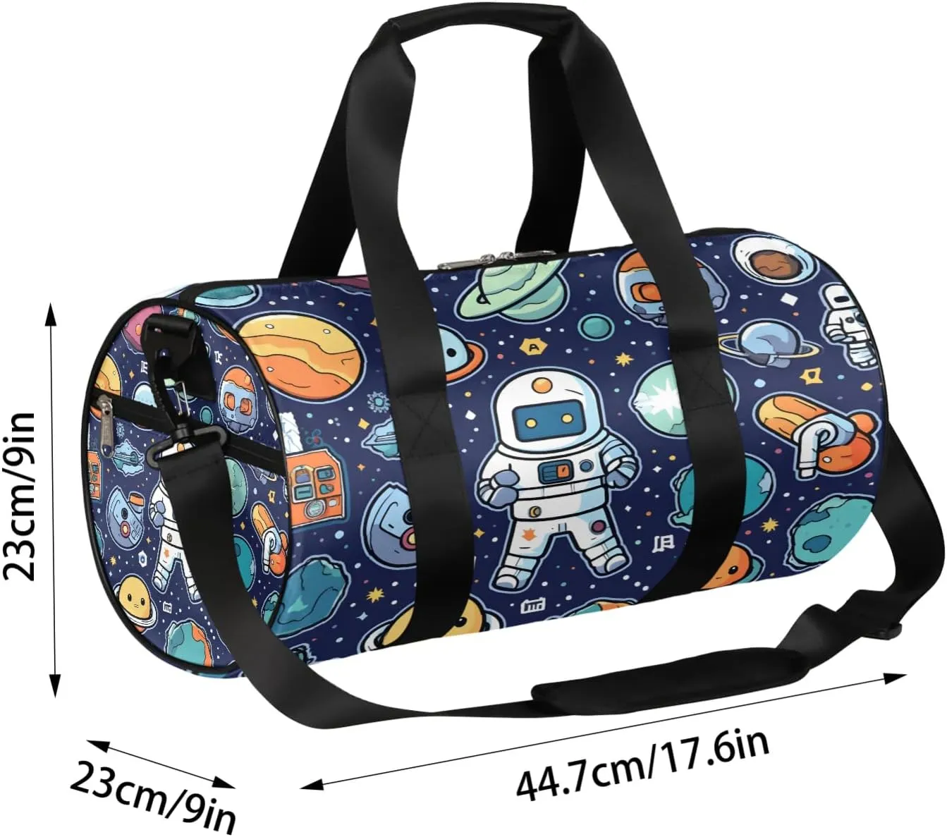 Astronaut Cartoon Travel Duffle Bag Gym Bag for Women Men Lightweight Carry on Duffel Bag for Sports Gyms Weekend Getaway