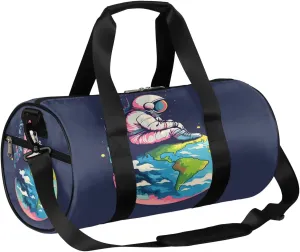 Astronaut Earth Planet Travel Duffle Bag Gym Bag for Women Men Lightweight Carry on Duffel Bag for Sports Gyms Weekend Getaway