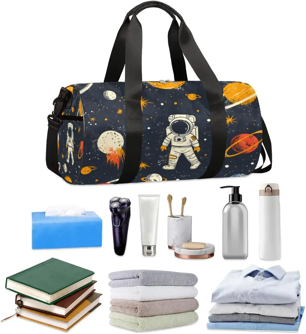 Astronaut Galaxy Travel Duffle Bag Gym Bag for Women Men Lightweight Carry on Duffel Bag for Sports Gyms Weekend Getaway