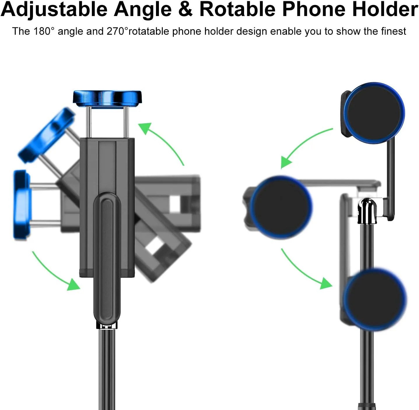 ATUMTEK Selfie Stick Tripod, Extendable 3 in 1 Aluminum Bluetooth Selfie Stick with Wireless Remote and Tripod Stand for iPhone 16/15/14/13/12/11 Pro Max/XS Max/XS/XR/X/8/7, Samsung Smartphones Blue