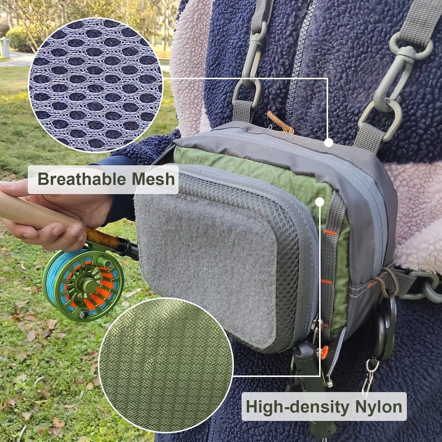 Aventik Fly Fishing Chest Bag Ultra Light Multiple Pockets Chest Pack with Vest Pack (Chest Bag B)