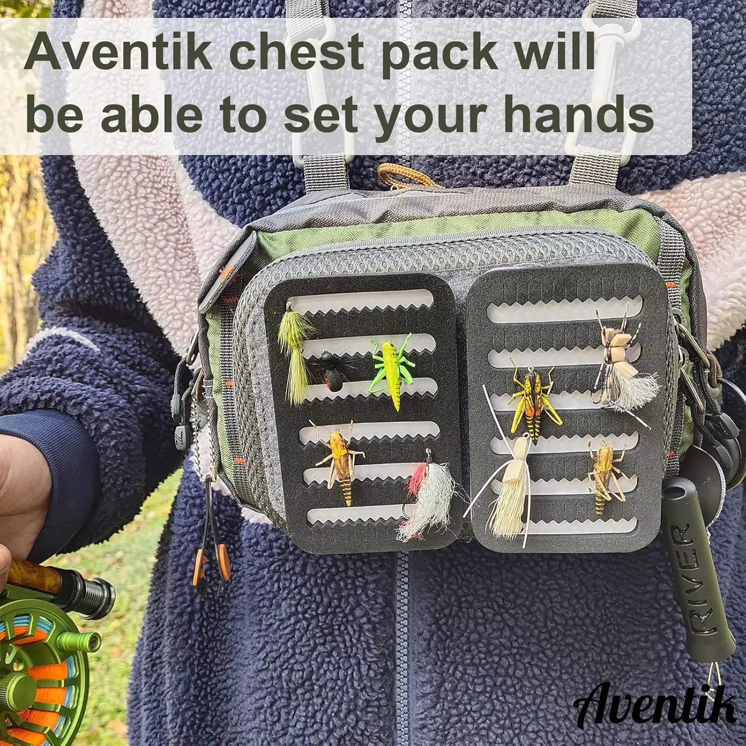 Aventik Fly Fishing Chest Bag Ultra Light Multiple Pockets Chest Pack with Vest Pack (Chest Bag B)
