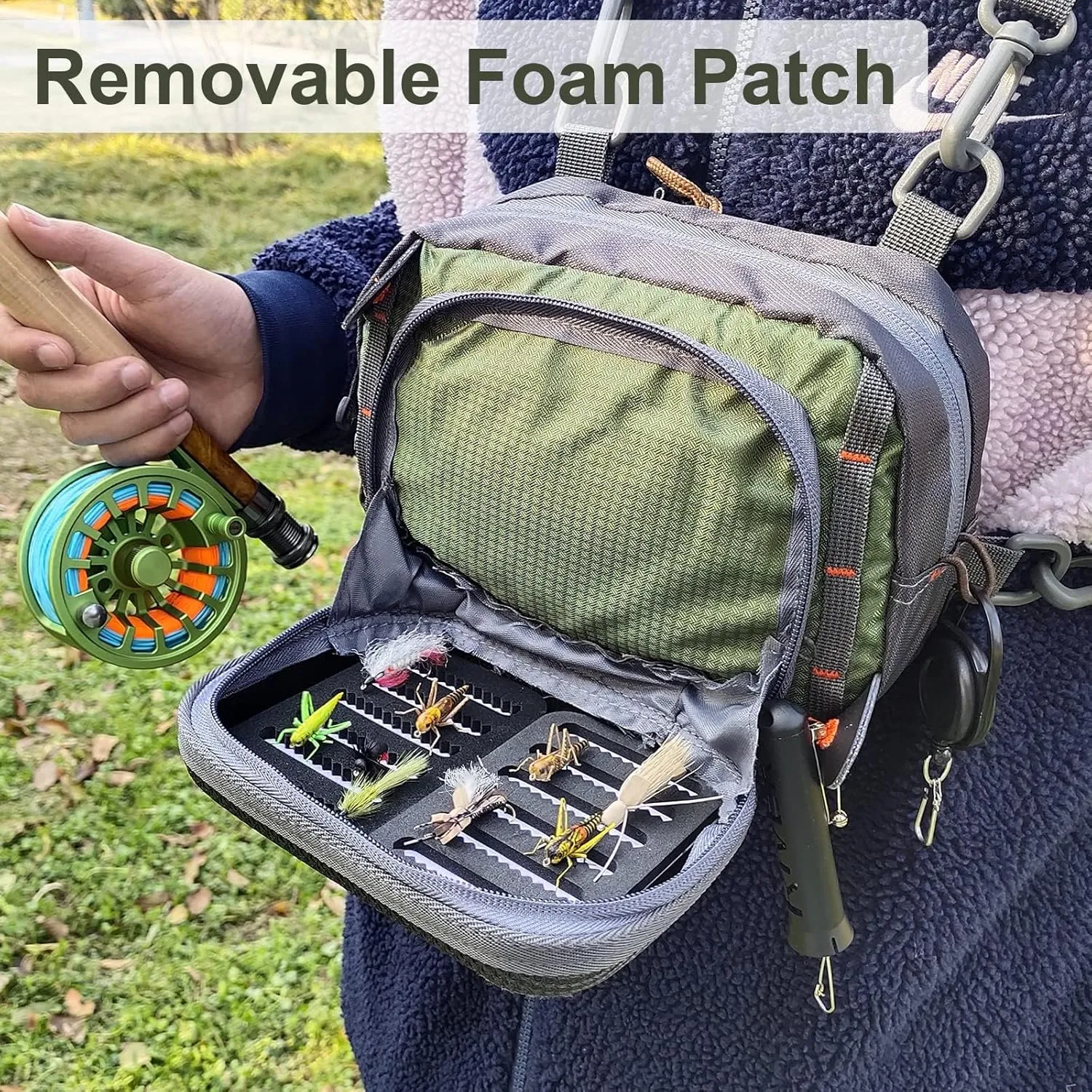 Aventik Fly Fishing Chest Bag Ultra Light Multiple Pockets Chest Pack with Vest Pack (Chest Bag B)