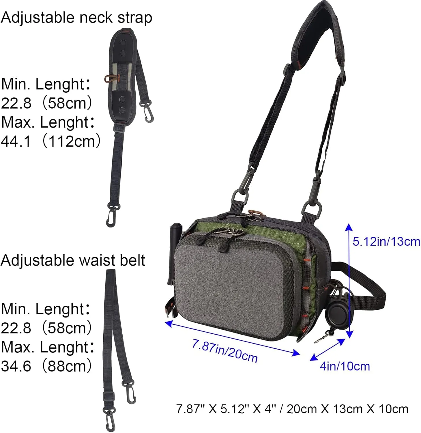 Aventik Fly Fishing Chest Bag Ultra Light Multiple Pockets Chest Pack with Vest Pack (Chest Bag B)