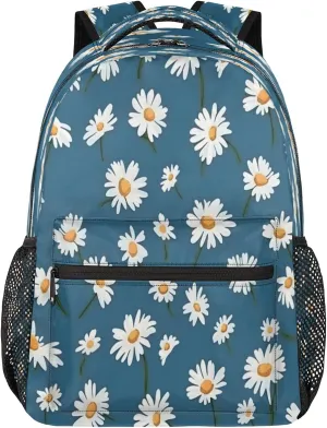 Backpack for Women Men, Waterproof Daisy Print Casual Back Packs, Lightweight Daypack Bags for Travel Camping Work