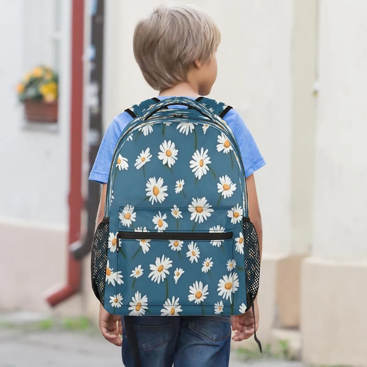 Backpack for Women Men, Waterproof Daisy Print Casual Back Packs, Lightweight Daypack Bags for Travel Camping Work