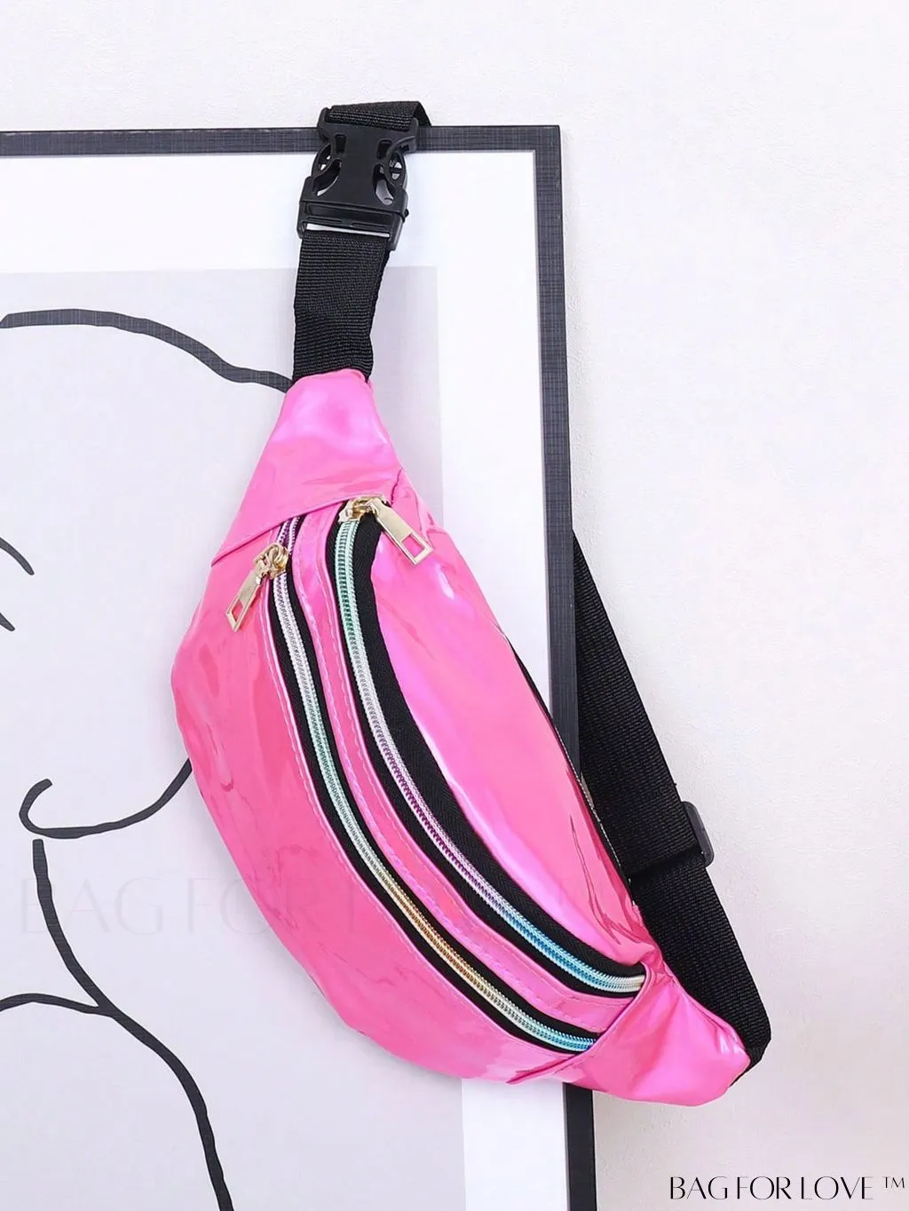 BagForLove - Patent Leather Double-Zip Fanny Pack
