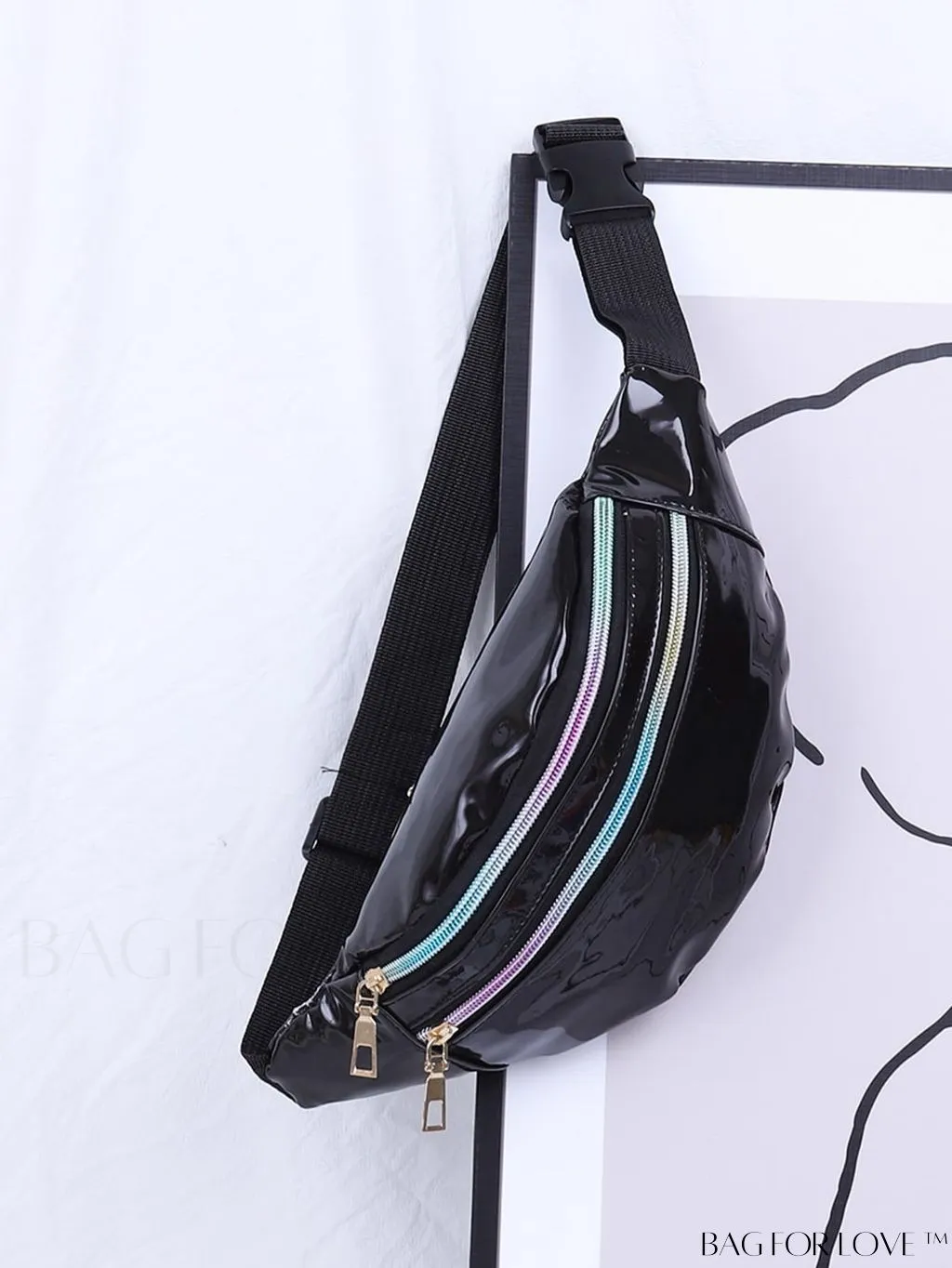 BagForLove - Patent Leather Double-Zip Fanny Pack